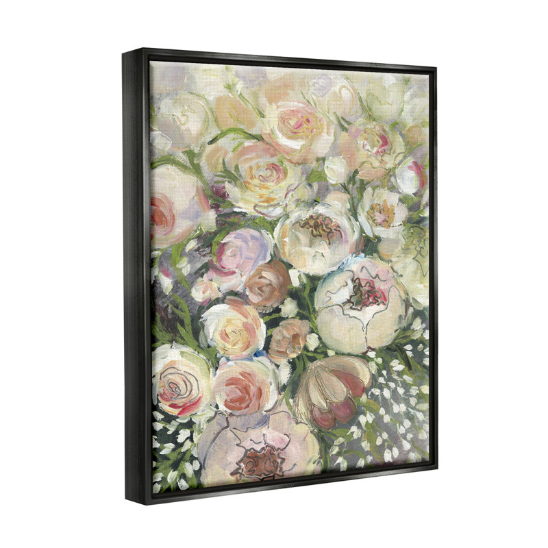Art abstrait sur toile flottante abstraite avec fleurs de jardin par Blursbyai, H 31 po x l 25 po x P 1,7 po