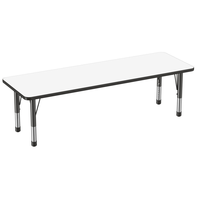 Table d'activités rectangulaire, 24 po x 72 po, Tableau blanc / noir, Épais