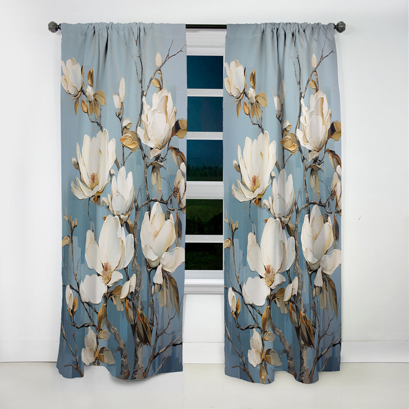 Vas - Rideau Magnolias - Rideau occultant à motif floral - 1 panneau, L 52 po x L 90 po