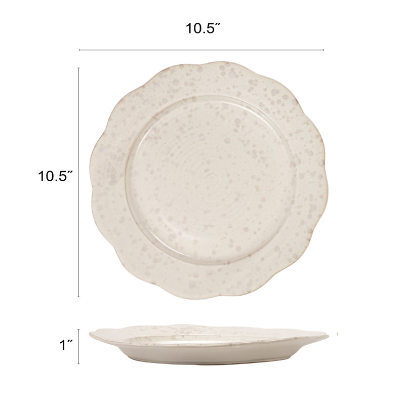 Stoneware Scalloped Plates In Reactive Glaze