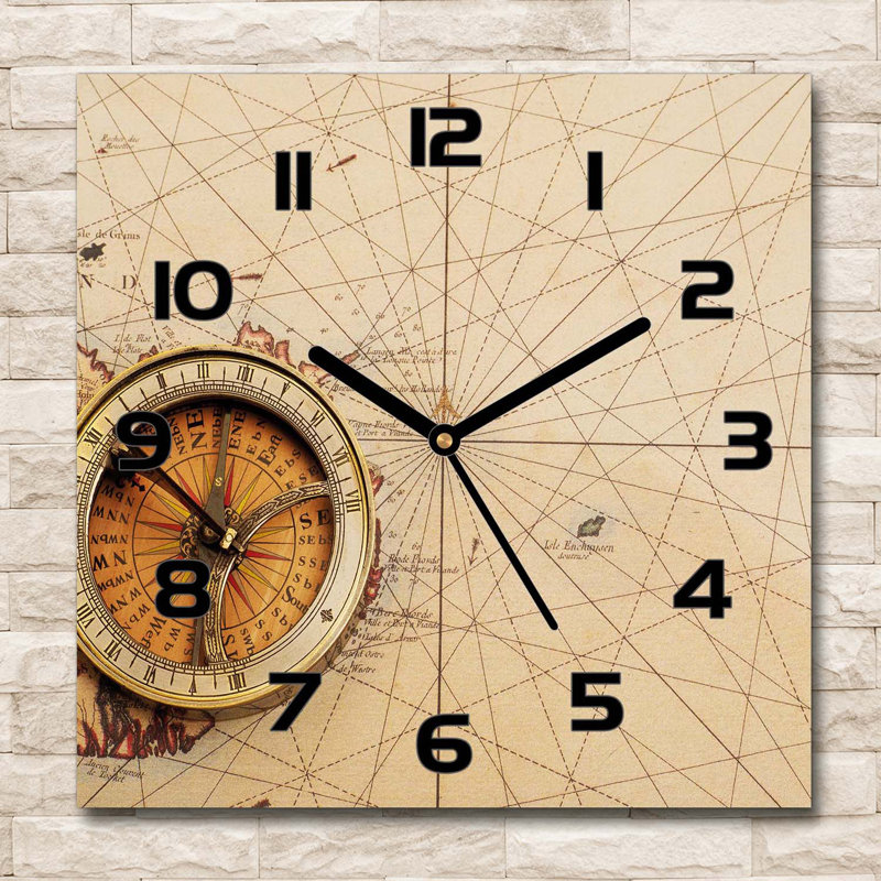 Glass Wall Clock, Beige/Brown/Black
