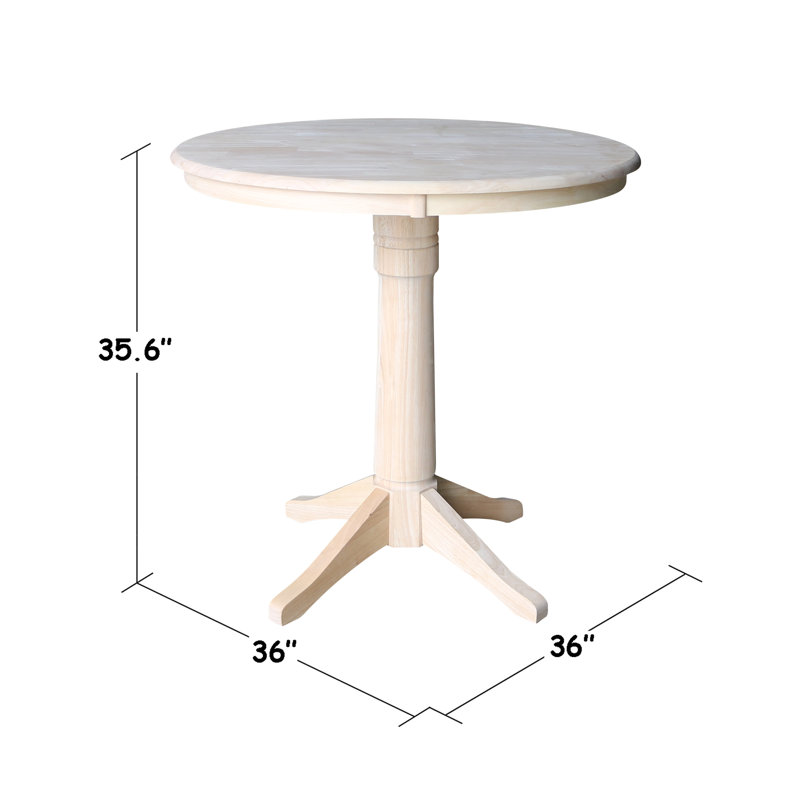 Gianluka Counter Height Solid Wood Dining Table, Unfinished, 35.9" H x 36" L x 36" W