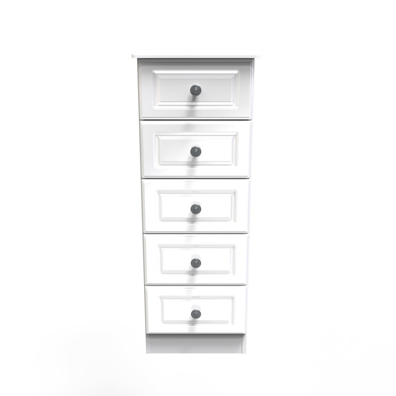 Adala 40cm W Manufactured Wood Bedside Table, White Gloss/White