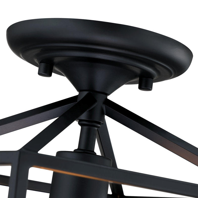 1-Light 12-in Semi Flush Mount Light, Matte Black