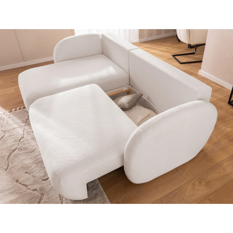 Candy 4 Seater Boucle Corner Sofa with Storage, Left-Hand Facing, White