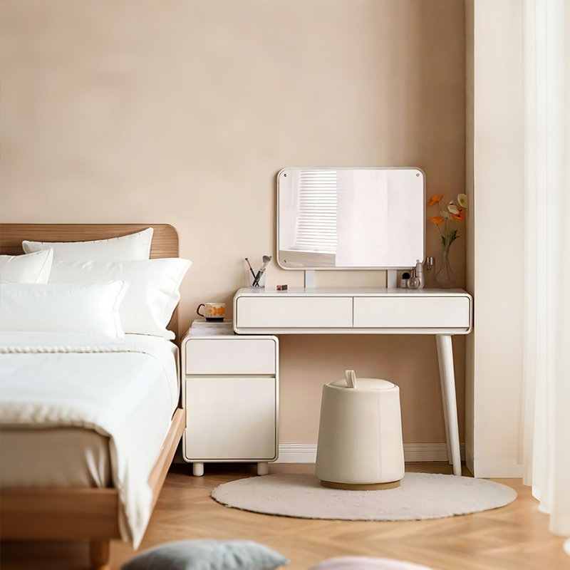 Cream Style White Dressing Table with Drawers and Extendable Feature