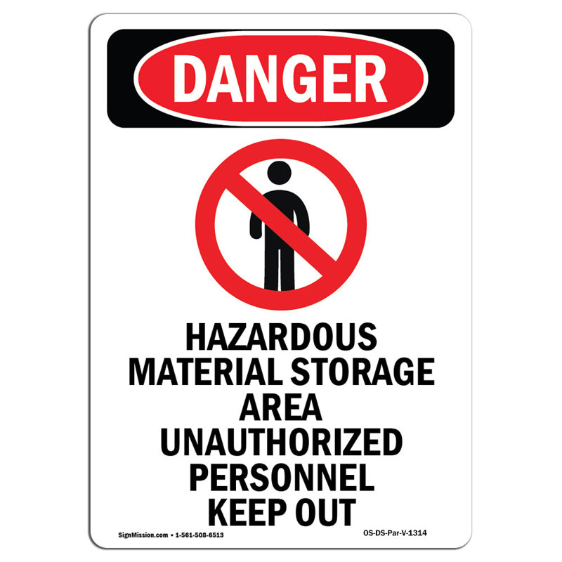 Panneau de danger pour matières dangereuses, H 24 po x l 18 po x P 0,1 po