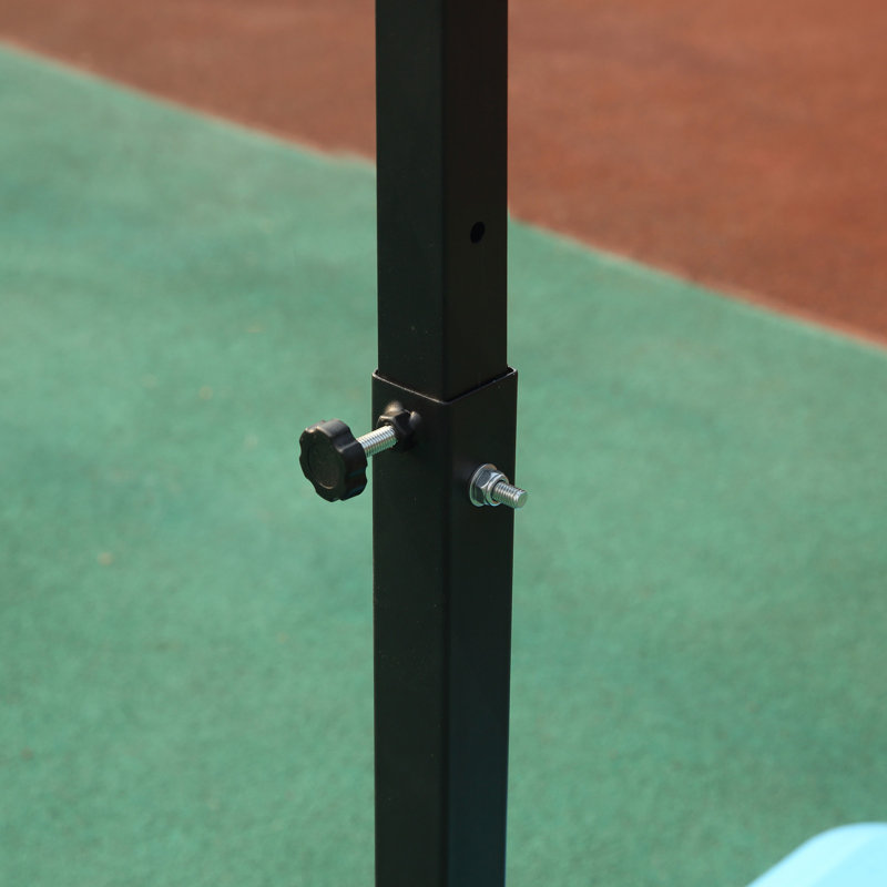 Support pour panier de basketball près de la piscine, système de cerceau portatif réglable en hauteur de 36,5 po à 48,5 po avec panneau transparent et base remplissable pour toute la famille, bleu, noir, rouge