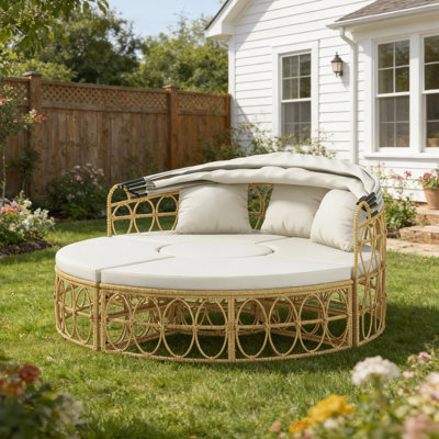 Lawn Conversation Set,Patio Furniture Set, Round Outdoor Daybed
