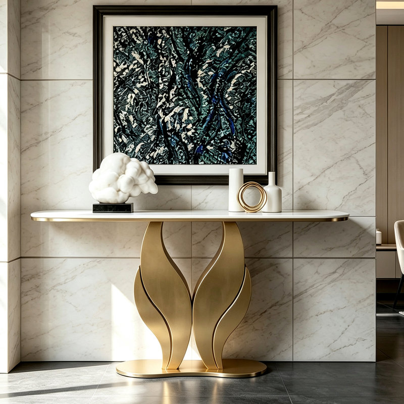 Console Italian Minimalist, H 33,5 po x l 54,3 po x P 13,8 po