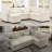Chenille Fabric 97 Inch L-Shaped Sectional With Storage , 7 Seats, Beige Living Area 7, Beige, For Room