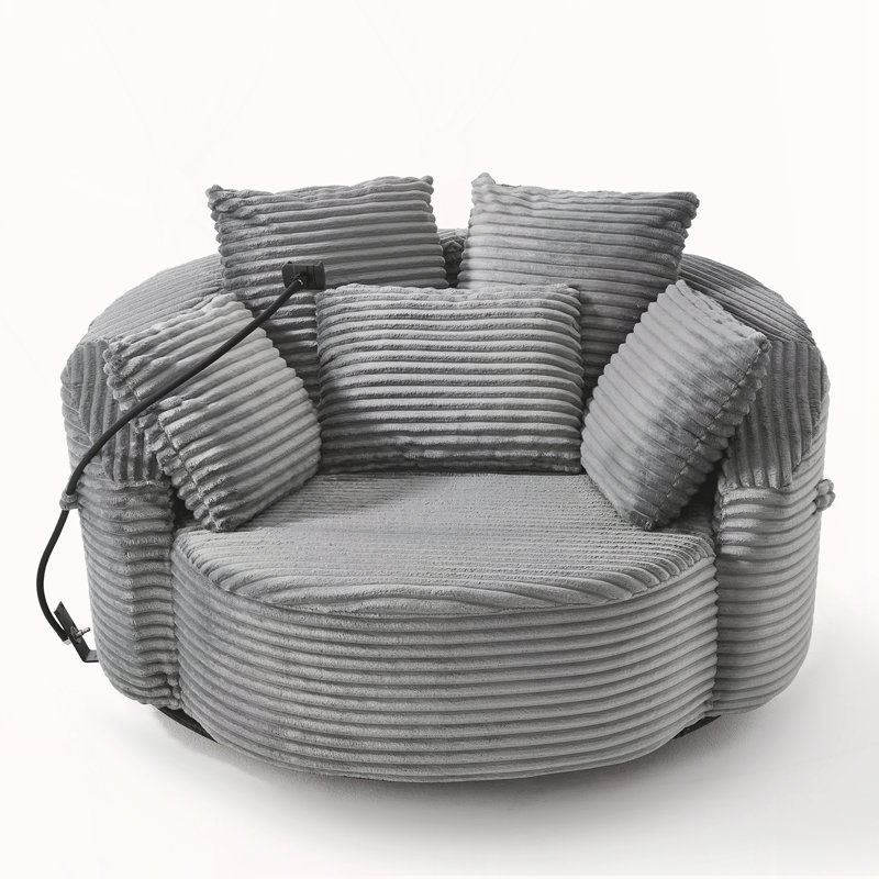 360° Swivel Chair Accent Barrel Chair, Gray