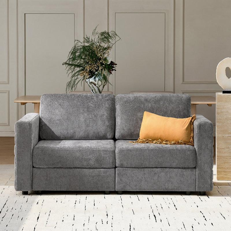 Canapé de rangement modulaire Jagger, Gris, H 35,5 po x l 65,5 po x P 34,25 po, 2