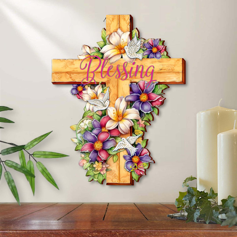 Religious & Spiritual and Plants & Flowers Solid Wood Wall Decor