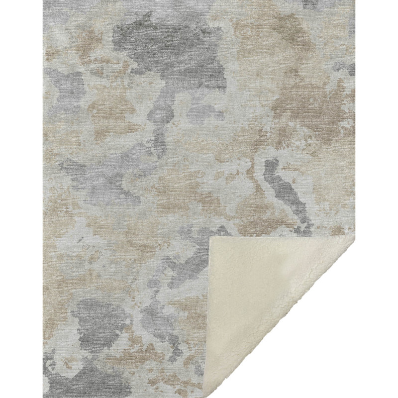 Jeté en sherpa Addison, Beige / abstrait