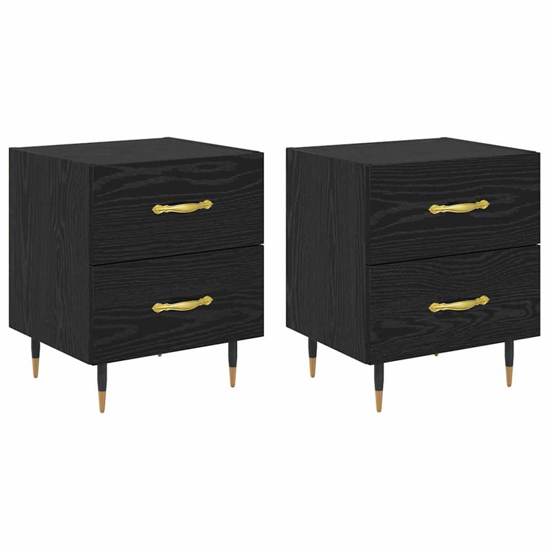 Bedside Cabinet With Drawer 2 Pcs 40 X 35 X 47.5 Cm, Black Oak