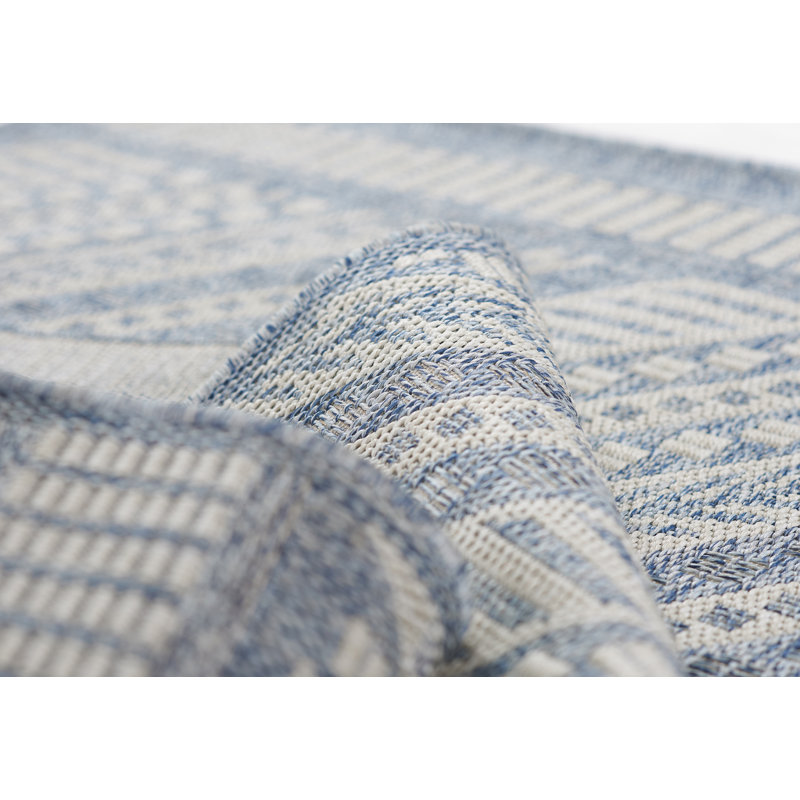 Tapis intérieur / extérieur bleu Fecteau, Rectangle 5 pi 3 po x 7 pi
