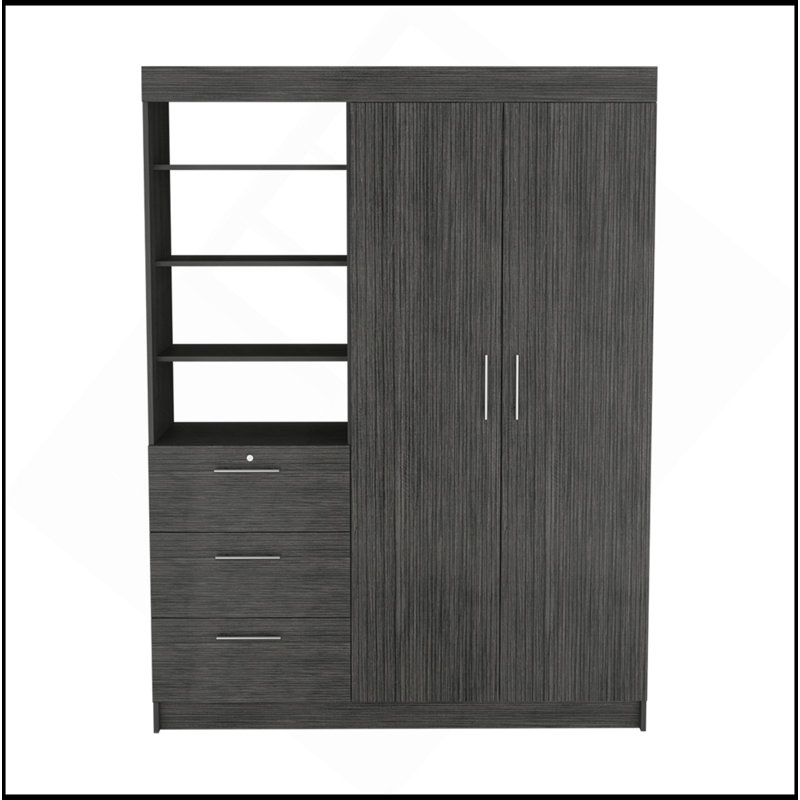 Armoire Rumanu, chambre, chêne fumé, Gris