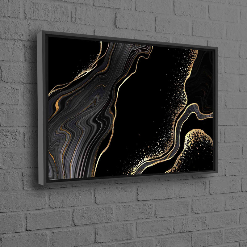 Modern Marble Canvas Poster Perfect For Personalizing Wall Decor And An Ideal Gift For Him, Framed Print without Mat, Black