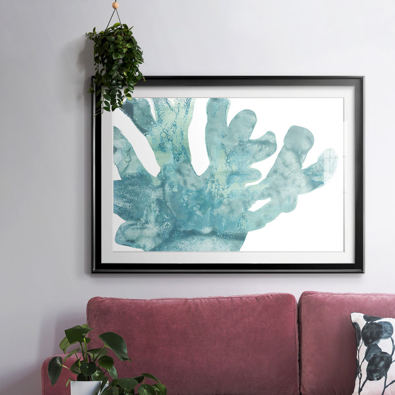 Blue Macro Coral I, impression sur papier, H 19 po x l 27 po x P 1,5 po, Noir