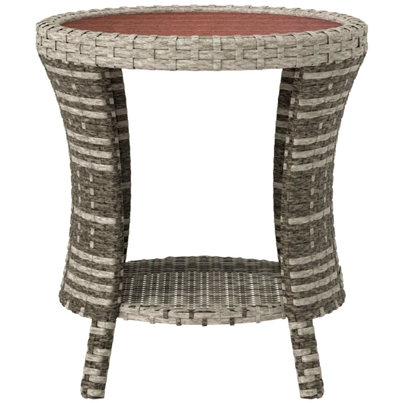 Table d'appoint, table basse d'extérieur en osier (table seulement), Brun / Gris clair