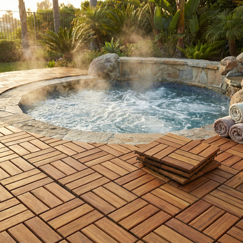 Carreau de terrasse en bois 12 po x 12 po brun