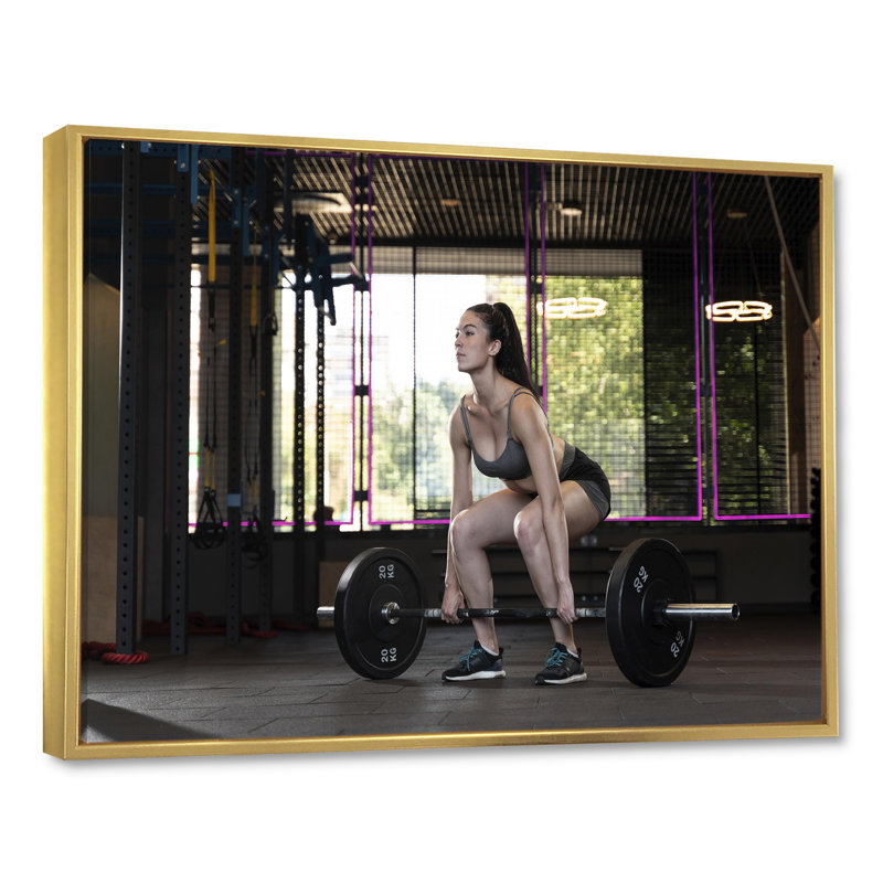 Eatontown - Aérobie et musculation, impression d'art mural_106253, H 24 po x l 32 po x P 1 po, Toile avec cadre flottant or