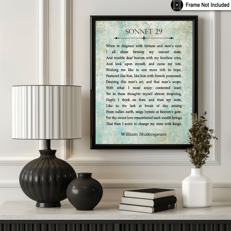 Sonnet 29, H 11 po x l 14 po, Affiche, Sans cadre