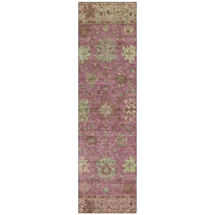 Machine Washable Indoor/Outdoor Xhevrie Pink Rug