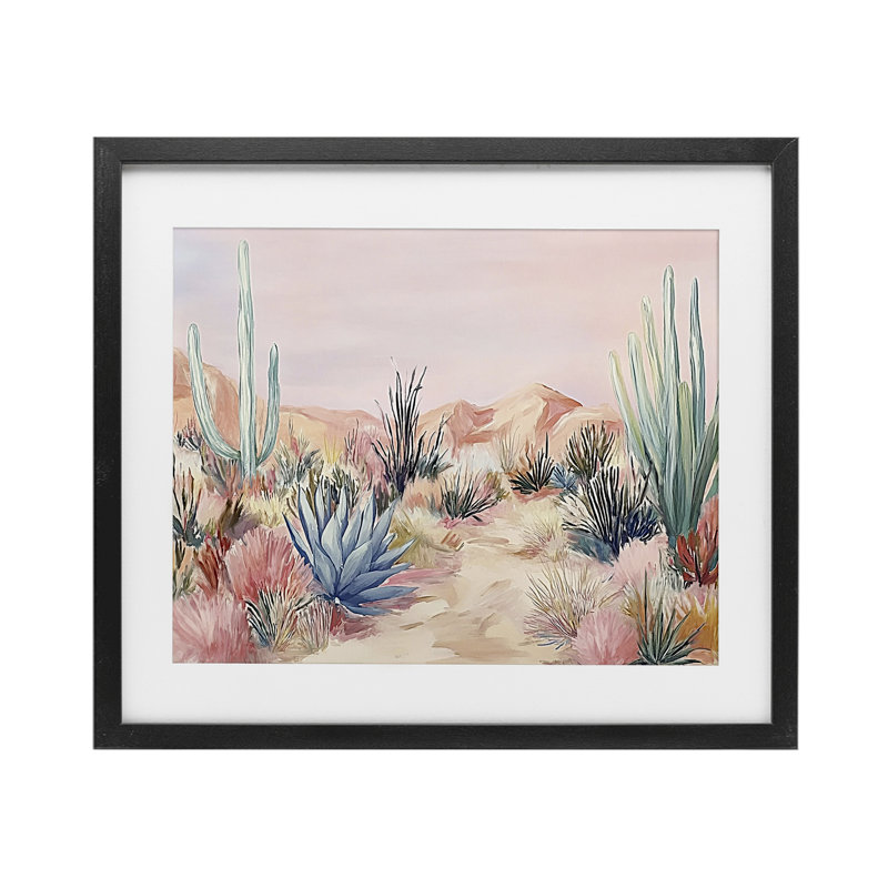 «Pastel Desert Wonderland», reproduction sous verre encadrée, design par Ramona Murdock, H 13 po x l 16 po, Cadre noir minuit