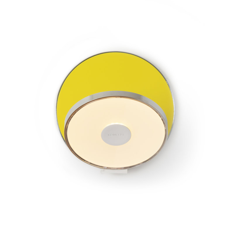 Gravy Plastic and Aluminium LED Plug-in Flush Mounted Sconce, Matte Yellow/Chrome