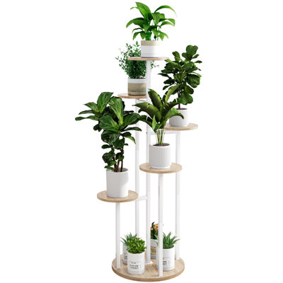 Plant Stand Indoor 6 Tier 9 Potted Multiple Flower Pot Holder For Patio Garden Balcony Living Room Corner (6 Tier White)