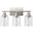 19.5 in. 3-Light Brushed Nickel Vanity Light with Clear Glass Shades and Rectangular Backplate-52543287
