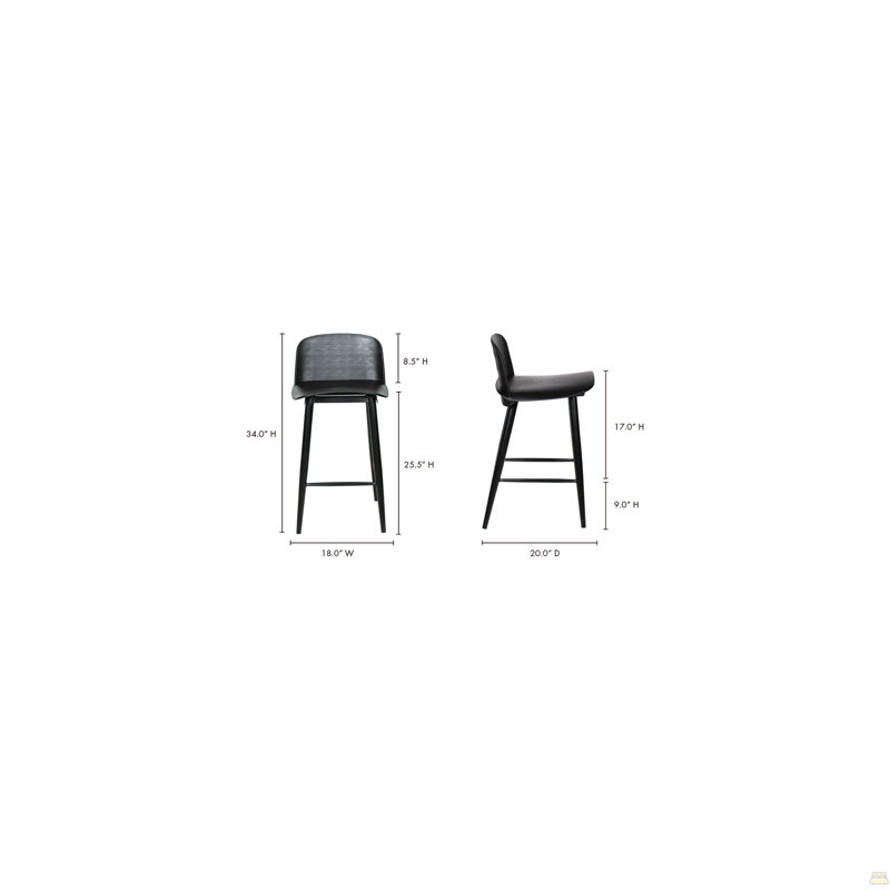 Tabouret de comptoir noir Looey - ensemble de deux