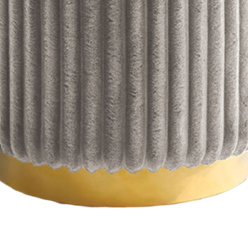 Tabouret Zelda avec base en acier doré et tissu cannelé gris, Grey/Gold