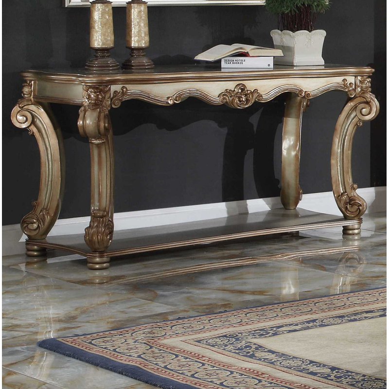 Table de canapé Carlene, Patine dorée, H 30 po x l 56 po x P 23 po