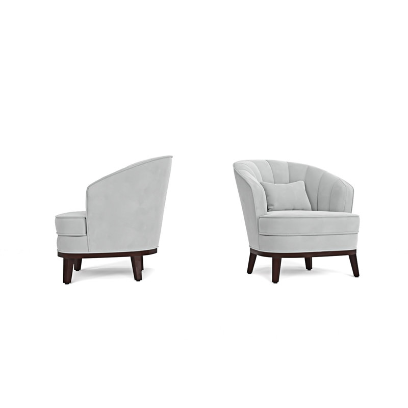 Chaise d'appoint rembourrée demi-tonneau, Gris clair