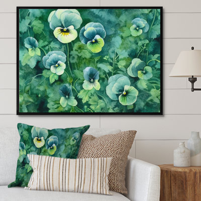 " Green Teal Pansies Harmony "