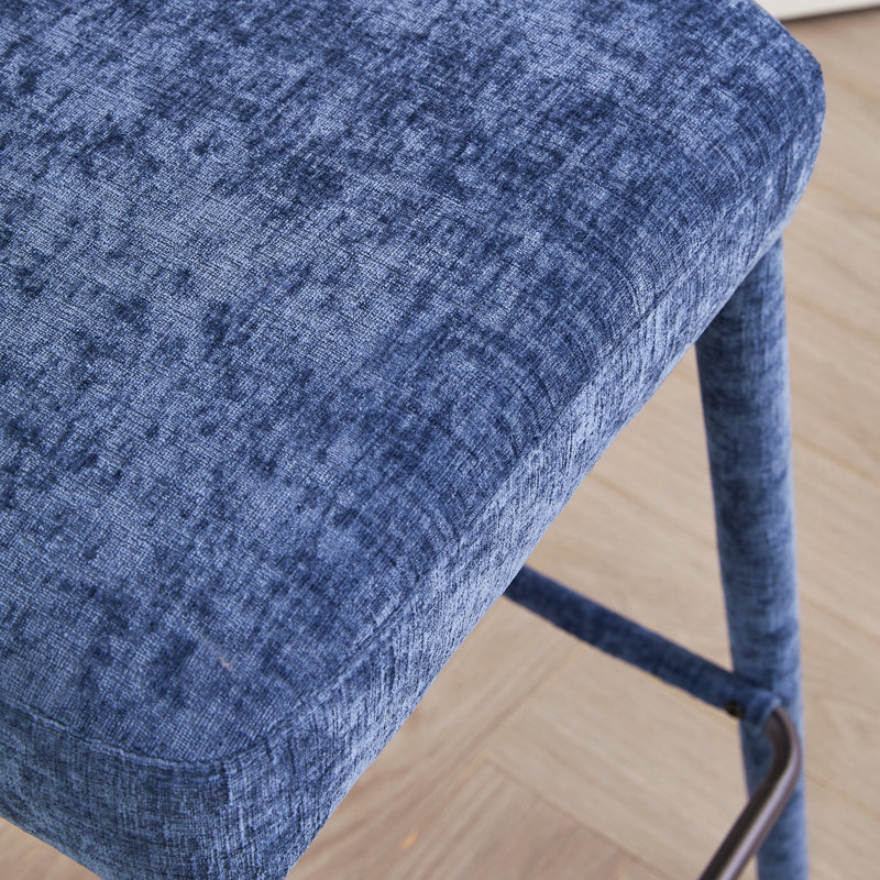Tabouret de bar en tissu sans dossier, Bleu pâle, Light Blue