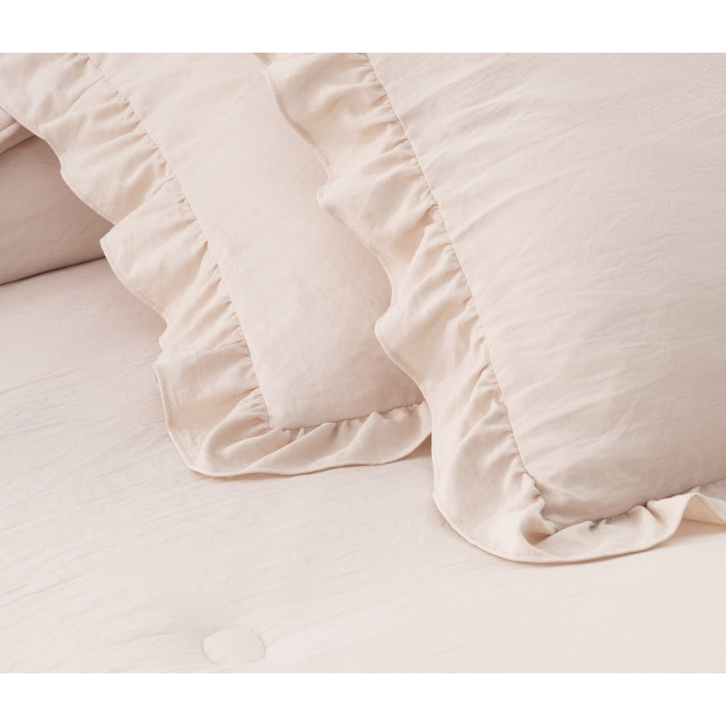 Sinclair French Country Chic Ruffle Skirt Bedspread Set, Twin Bedspread + 1 Standard Sham, Blush Pink