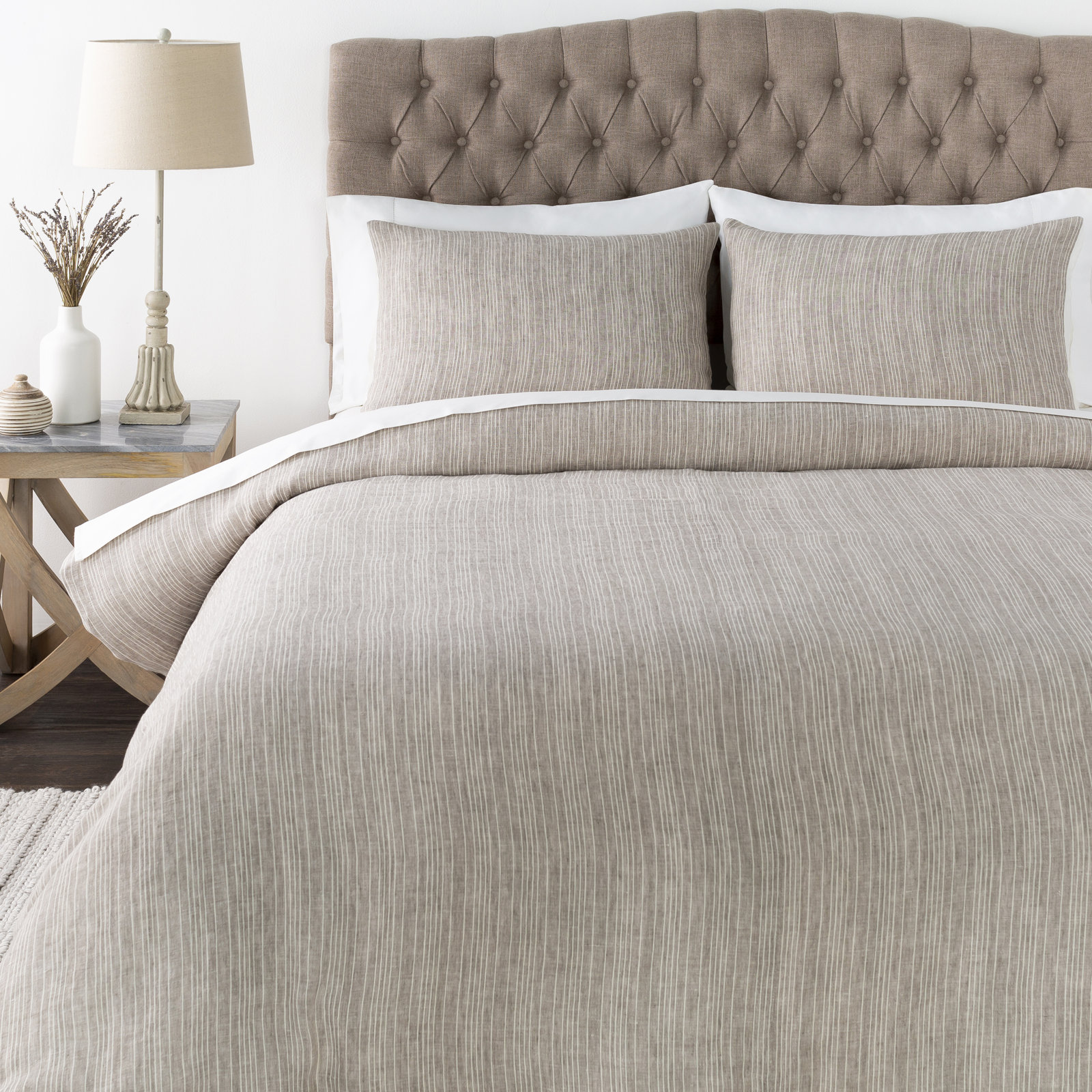 Hart Linen Duvet Cover Set, Queen Duvet Cover + 2 Standard Shams