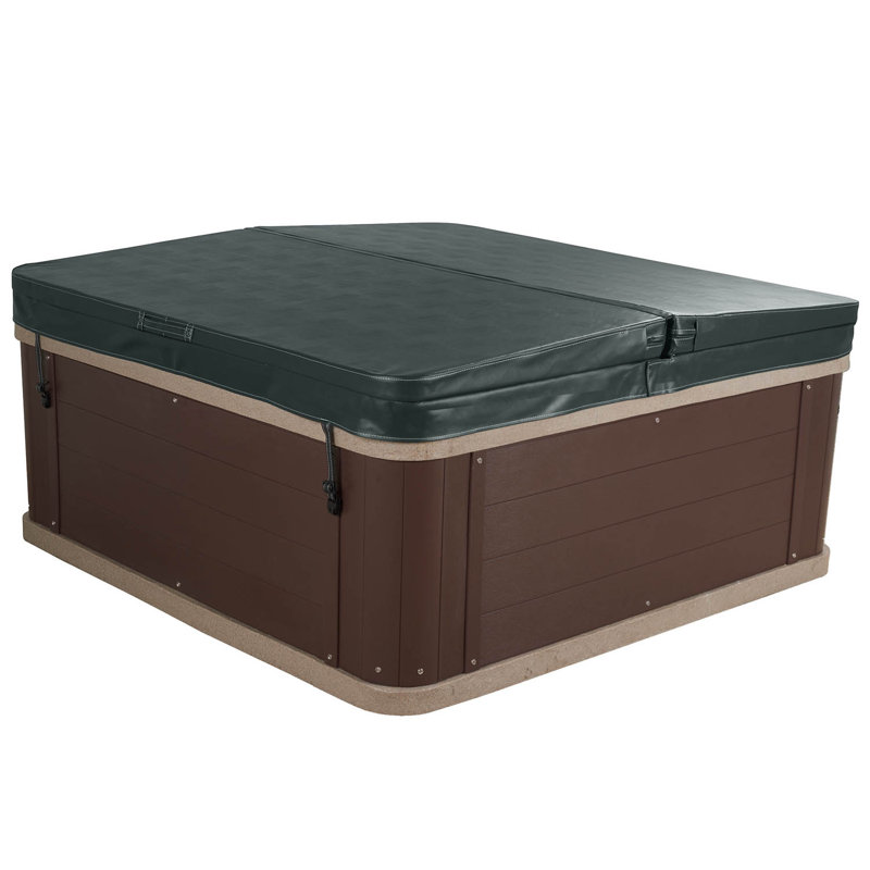 Ariana 6-Person Square Wood Grain and Grey Hot Tub