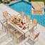 Ensemble de table de salle à manger 9 pièces pour patio avec 9 fauteuils empilables revêtus de polyester enduit de PVC-472760952-472760955-483173114