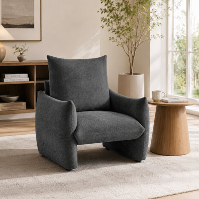 Modern Chenille Accent Chair, 34.3" Oversized Single Sofa Armchair with Plush Cushion, Soft Upholstered Reading Chair for Living Room, Small Space