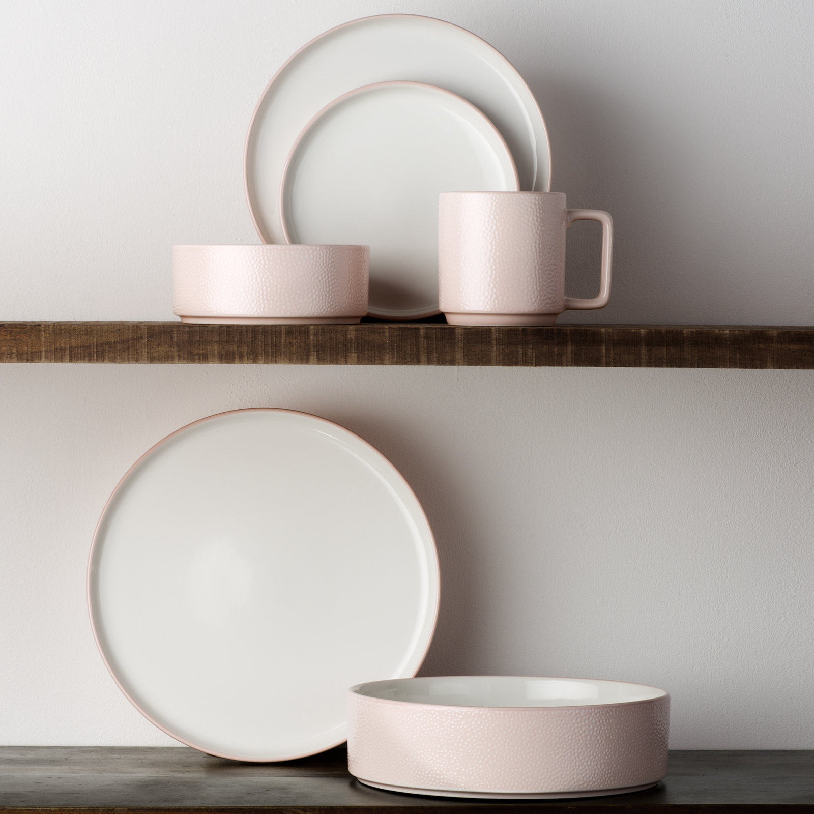 Colortex Stone Porcelain Serving Bowl, Blush
