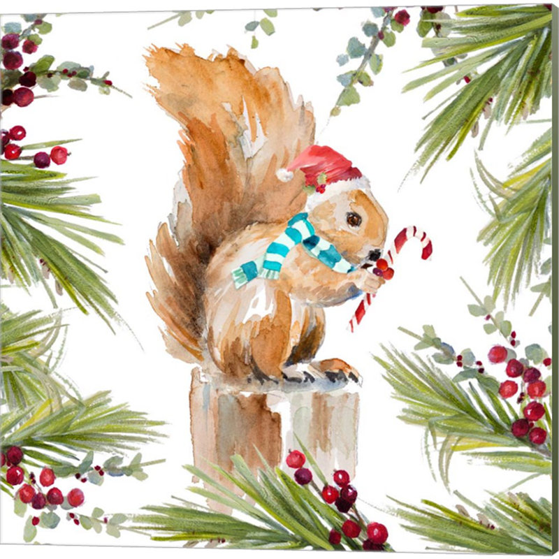 «Holiday Holiday Squirrel, Deer, Moose & Owls» par Lanie Loreth, art sur toile (ensemble de 4)