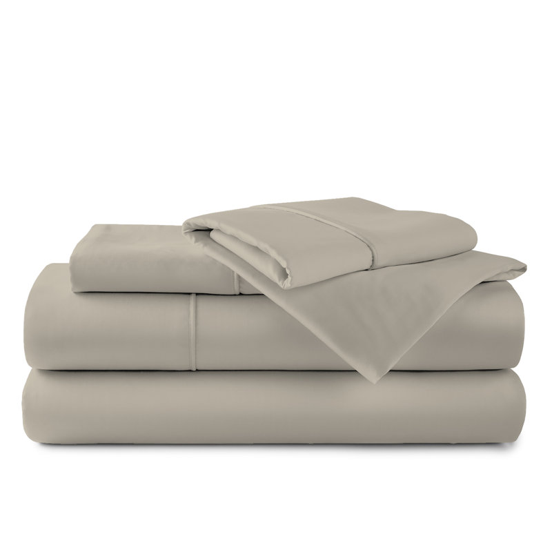 Aireolux Twin Beige Cotton Polyester Microfiber Sheet Set