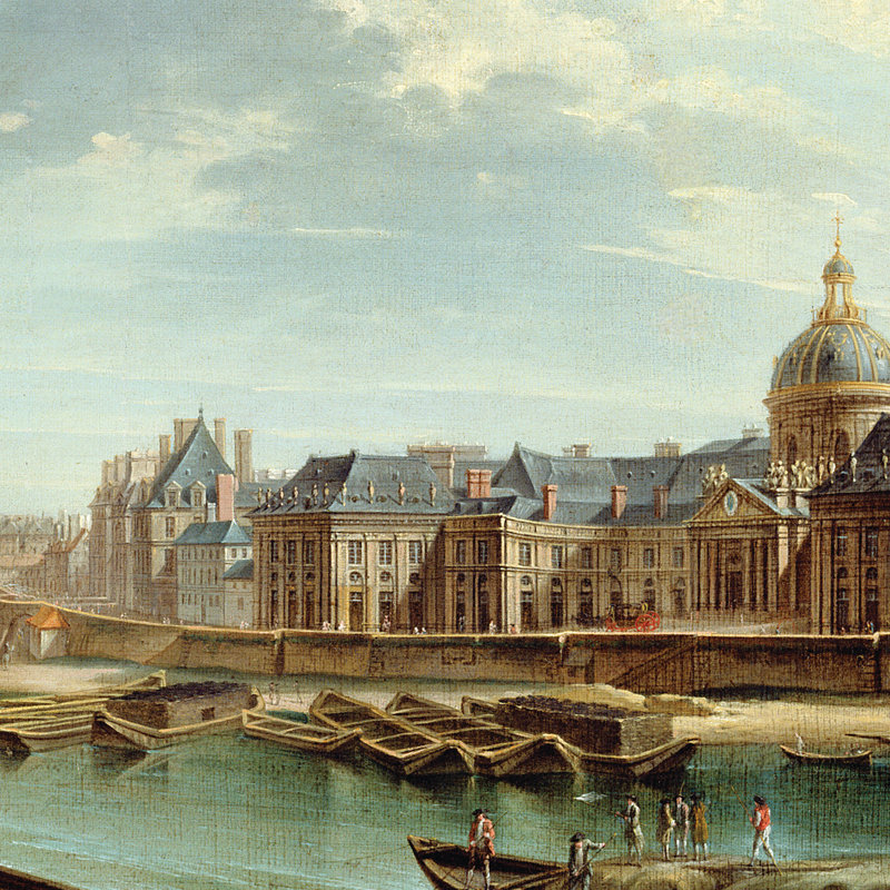 Une vue de Paris avec l'île de la Cité, 1763, reproduction d'art encadrée sur toile, H 21,75 po x l 40,75 po x P 1,875 po