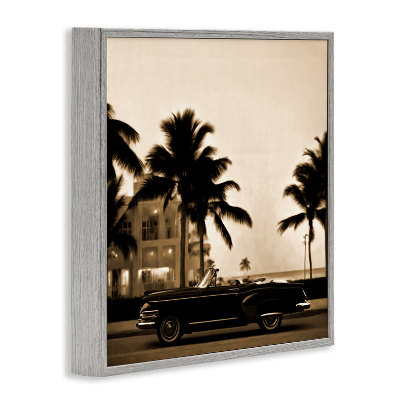 «Classic Car & Palms», art giclée par Noah Bay, Estampe numérique Farmhouse, H 12 po x l 12 po