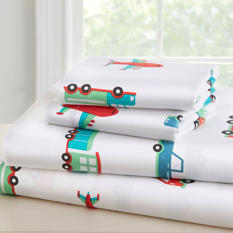 Wildkin 100% Cotton Full Sheet Set – Soft & Cozy Bed Sheets - Transportation
